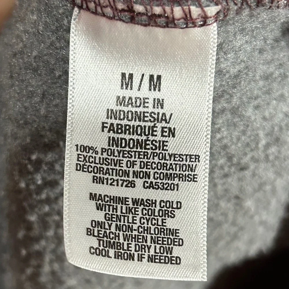 Aeropostale Men's Pullover Quarter Zip Fleece Sweater‎ Gray Maroon Medium